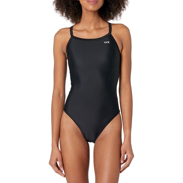 TYR Women's TYReco Solid Diamondback Swimsuit, Black, 26