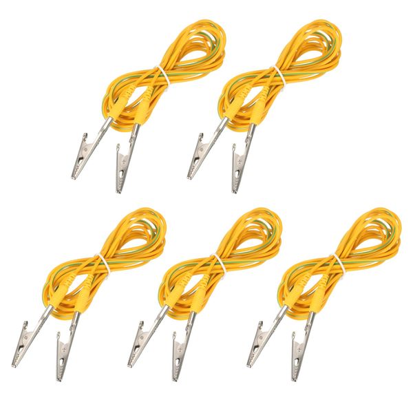 QUARKZMAN ESD Erdungskabel mit Krokodilklemme, 300 cm/118,11 Zoll lang, Antistatisches Erdungskabel zur Beseitigung von leitfähigem Elektrostatik, Packung mit 5 Stück (Gelb, Grün)