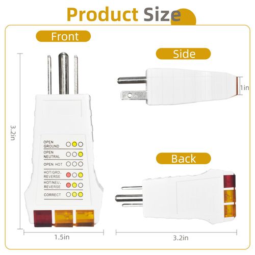Outlet Tester, Circuit Tester for Grounding Products, Electric Outlet Tester Plug in, Socket Tester for North American Outlets