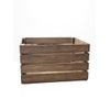 Medium Brown Stained Wooden Storage Crate - Rustic Organizer & Home Decor, Versa