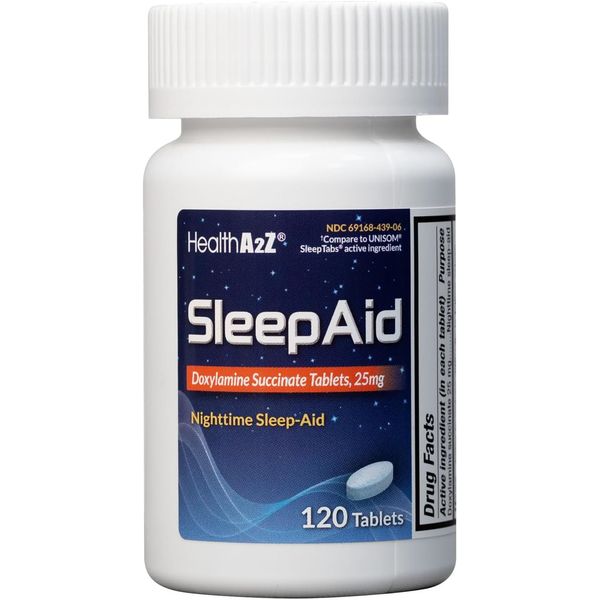 HealthA2Z® Sleep Aid | Doxylamine Succinate 25mg | 120 Tablets | Non