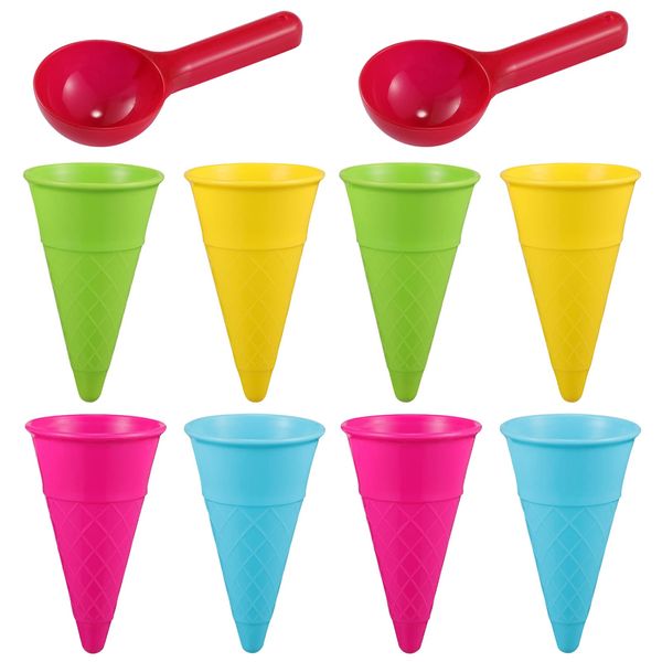 TOYANDONA 10pcs Plastic Ice Cream Cones Scoop Cones Beach Toy Kids Sand Mold Set Seaside Play Sand Toys for Outdoor Beach Toys Set(Random Color)