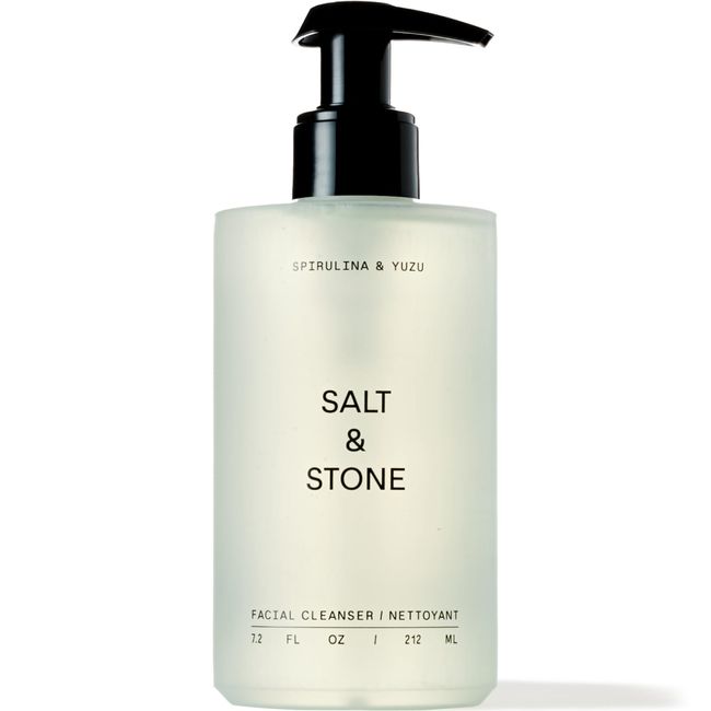 Salt & Stone Facial Cleanser | Sprirulina & Yuzu Cleanser | Gentle Face Wash, Makeup Remover + Pore Minimizer for All Skin Types | Vegan (7.2oz)