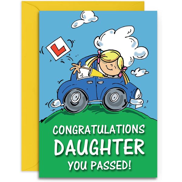 Daughter Driving Test Pass Congratulations Card - Medium Sized Card
