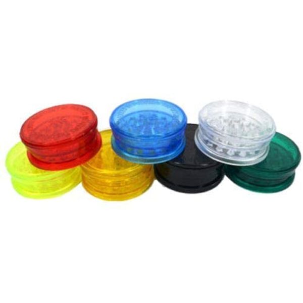 Pack of 2 R2K® Plastic Herb Grinder 3 Part Magnetic Shark Teeth Assorted Colours, 60mm 3 Piece Herb Grinders, Portable and Pocket Size, Smell Proof Airtight Stash Compartment (Random)