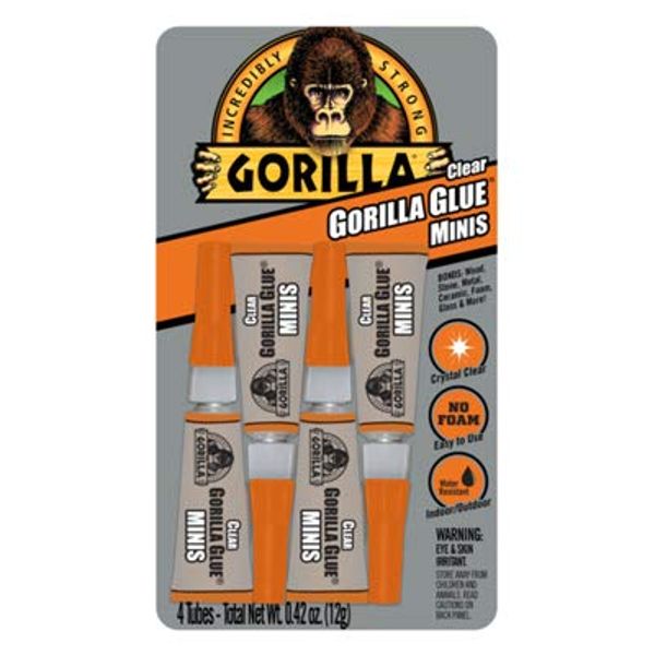 Gorilla 4541702 Glue Minis, Clear, 3-gm., 4-Pk. - Quantity 6