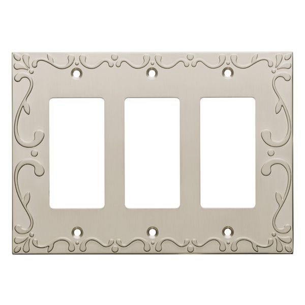 Franklin Brass W35079-SN-C Classic Lace Triple Decorator Wall Plate/Switch Plate/Cover, Satin Nickel