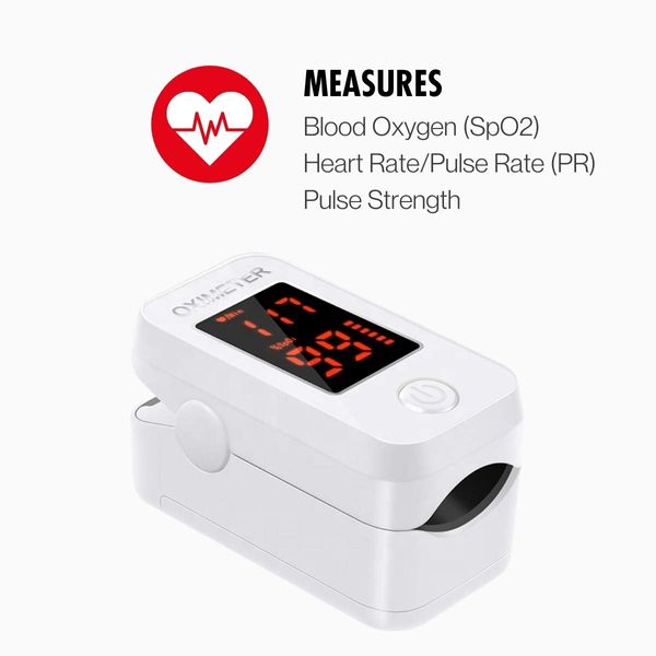 Fingertip Pulse Oximeter, FDA and CE Approved Blood Oxygen Saturation Monitor, Finger Heart Rate Monitor - Accurate & Portable Medical SpO2 Sats Pulse Oximeters for Adult and Child with Batteries