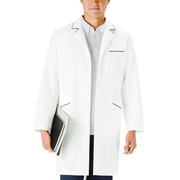 Medical Uniform White Coat Men's Coat Medical Coat (Half Length) KAZEN Off White X Navy Size: M 114-18