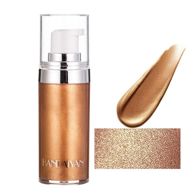 Yeweian Face Body Luminizer, Liquid Highlighter Makeup, Face Body Shimmer Glow Illuminator, Bronzer Smooth Shine Shimmer Liquid Foundation, Waterproof Moisturizing Body Highlighter (03#Bronze Gold)