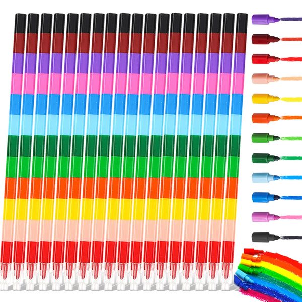 216 Counts Small Colorful Rainbow Stackable Crayons,Mini Crayon Bulk,Twistable Crayons for Kids,12 in 1 Stackable Crayons,Party Favors for Birthday Gifts,Goodie Bag Stuffers,Classroom Rewards(18PCS)