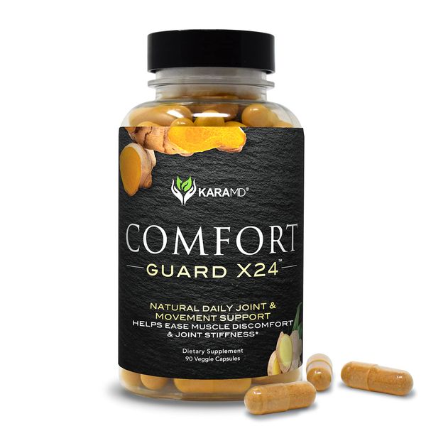 KaraMD Comfort Guard X24 - Natural Joint Support Supplement - with Turmeric Curcumin, Boswellia & Ginger - Vegetable Capsules - 30 Servings (90 Capsules)