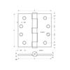 Deltana S44HD1B 4" x 4" Square Hinge, HD in Paint Black