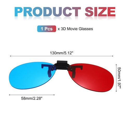 MECCANIXITY 4pcs Red Blue/Cyan 3D Clip-on Glasses, Anaglyph 3D Viewing Glasses Hanging Frame Round for Movies Theater Games TV Photos Projector