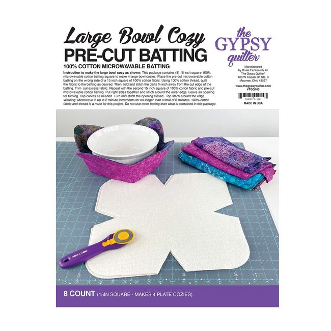 Checker Distributors Large Bowl Cozy Pre Cut Batting 8ct Cotton