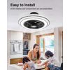 22 Inch Enclosed Bladeless Ceiling Fans with Lights and Remote, Dimmable LED Bri