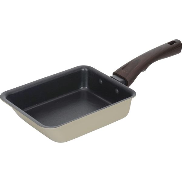 Wahei Freiz RB-2673 Dia-Ecru Little Deep Frying Pan, 5.1 x 7.1 inches (13 x 18 cm), Eggs Frying, Induction and Gas Fire, Diamond Coated