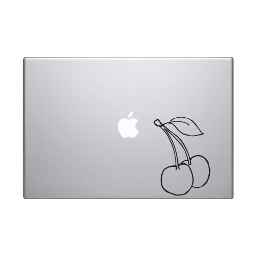 Fruit Doodle #2 - Cherry Drawing Art Cooking Restaurant - 5 inch Black Vinyl Decal Sticker for Cars and Laptops