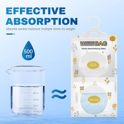 Vacplus Moisture Absorbers, Hanging Closet Dehumidifier Bags, Humidity Packs, Desiccant, Closet Dehumidifiers and Odor Eliminator with Fragrance Free for Fresher Air, 10 Pack, 9.8OZ