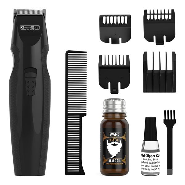 WAHL GroomEase Beard Trimmer, Men’s Trimmer, Stubble Trimmer for Men, Smooth Cutting Trimmer, Cordless Trimmer, Trimmer Set, Beard Oil, Beard Moisturising, Beard Care