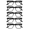 OPULIZE LEO Reading Glasses - 5 -Pack - Large Rectangular Frame - Black - Mens Womens - Spring Hinges - RRRRR55-1 - +2.50