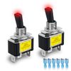 Innfeeltech 2 Pcs Rocker Lighted Toggle Switch, 12V 30A SPST 3 Terminals 2 Position ON/Off Toggle Switch Red Light