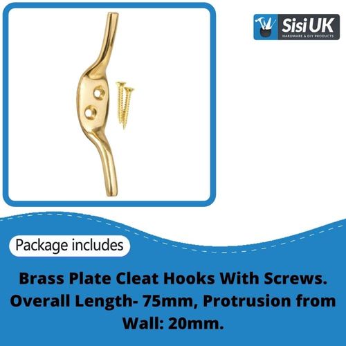 Brass Cleat Hooks Roman Blind Tie Back Brass Cord Hooks Washing Line Tie Downs Curtain Blind Cleat Hook Pack of 2.