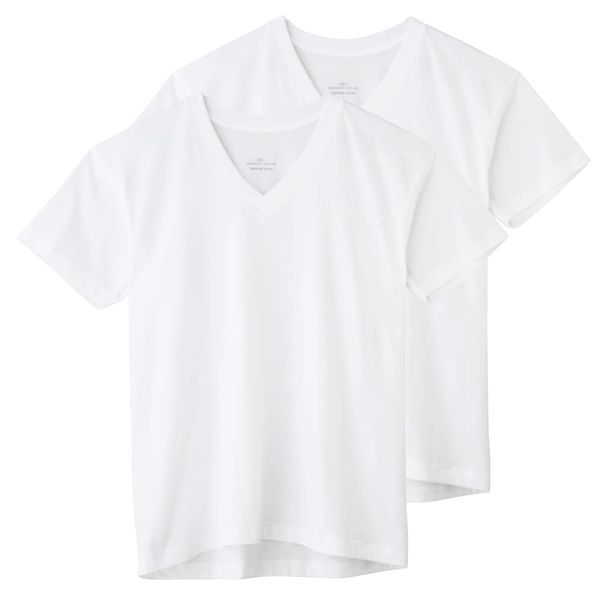 Body Wild BW50152 Men's T-Shirt, Short Sleeve, V-Neck, 100% Cotton, Sheeting, (New) White