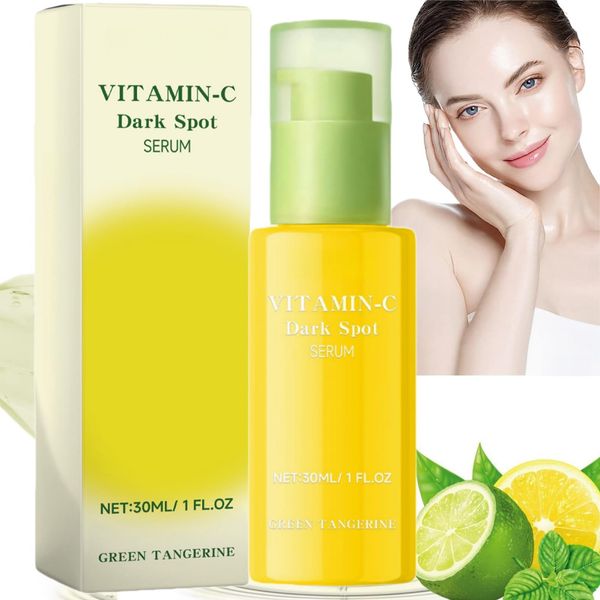 Green Tangerine Vitamin C Serum,Hyaluronic Acid Serum for Face,Dark Spot Remover Facial Serum,Vitamin C Serum for Face,Brightening Moisturizing Facial Serum,Anti-Dark Spot Serum,Face Serum for Women