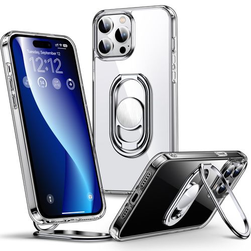 Shields Up for iPhone 14 Pro Case with Stand, Phone Case Clear with Double Ring Holder [Adjustable & Foldable] Shockproof Protective Cover for iPhone 14 Pro 6.1 inch - Clear