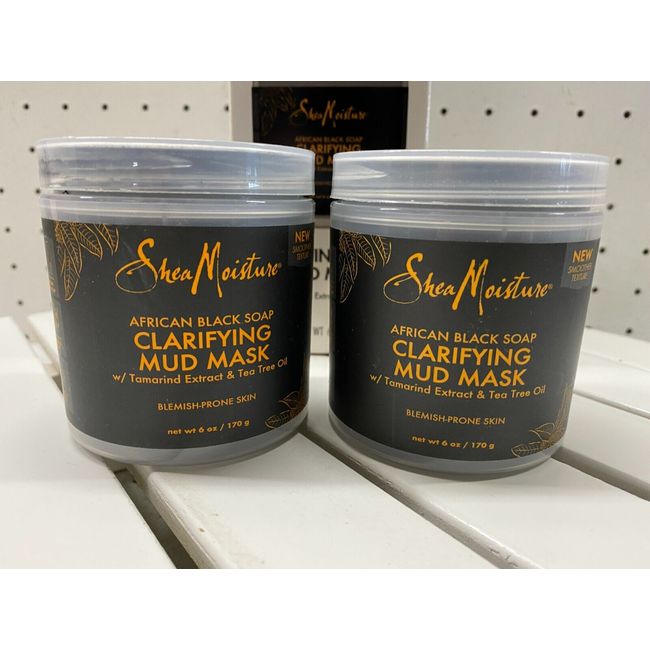 Shea Moisture Tea Tree Oil Tamarind African Black Soap Clarifying Mud Mask 2Pack