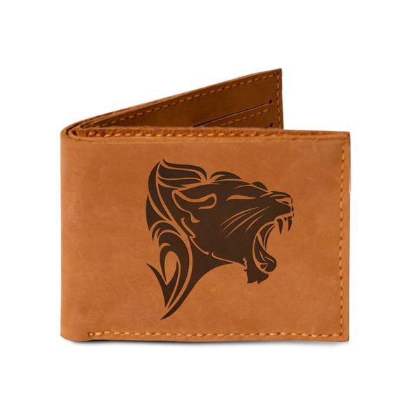 Men's Lion Tatoo Style -26 Handmade Genuine Pull-up Leather Wallet MHLT_03