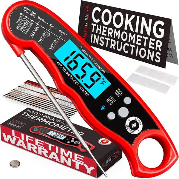 Alpha Grillers Instant Read Meat Thermometer for Grill and Cooking (IL/RT6-18...