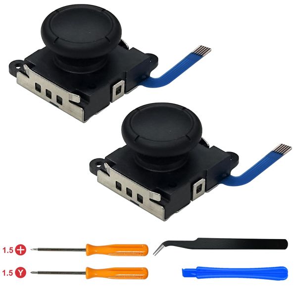 Switch Analog 3D Joystick Replacement & Repair Tool Kit for Switch/Switch OLED/Joy-Con/Switch Lite Controller, Mcbazel 2PCS Joysticks Tri-Wing & Cross Screwdriver Repair Tools