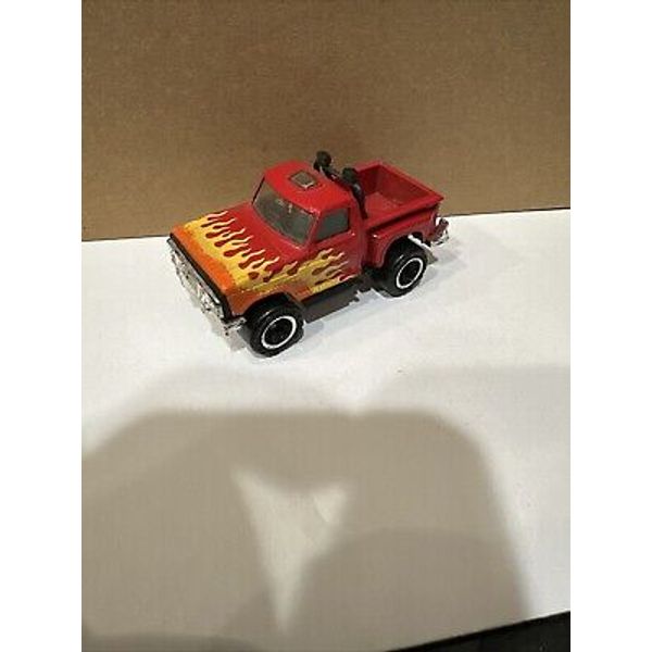 1982 Matchbox Flareside Pickup Truck Red with Flames Rugged Riders