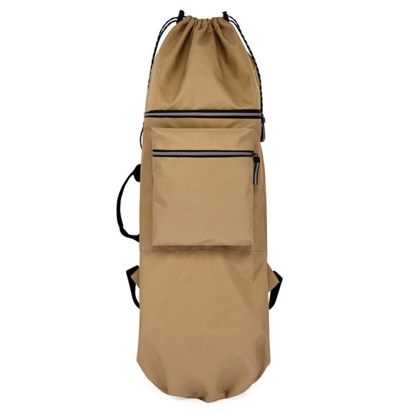 berjalan Doppel Wippe Skateboard Rucksack Land Surfboard Tasche Longboard Tasche Skateboard Tragbare Tasche ZubehöR,Khaki S