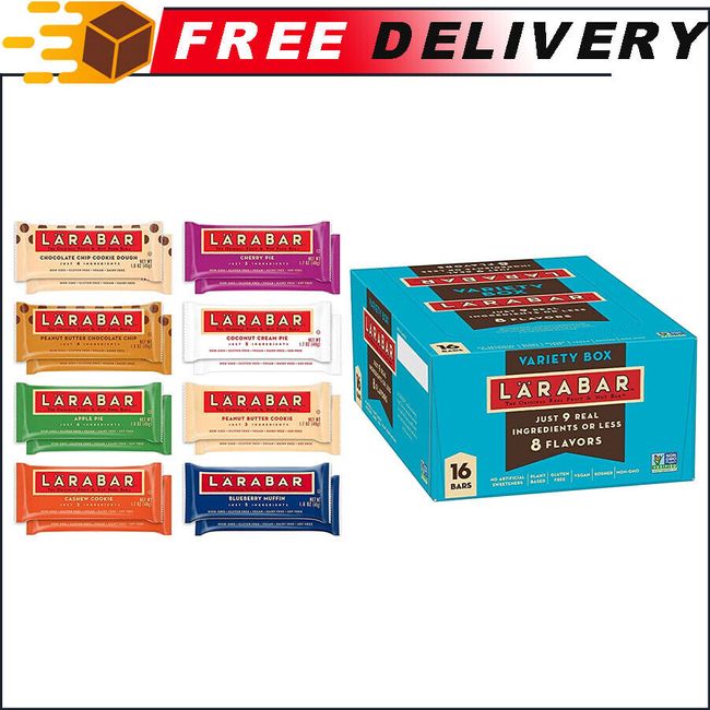 Larabar Variety Pack, Gluten Free Vegan Kosher Fruit & Nut Bar, 1.7oz Bars, 16ct