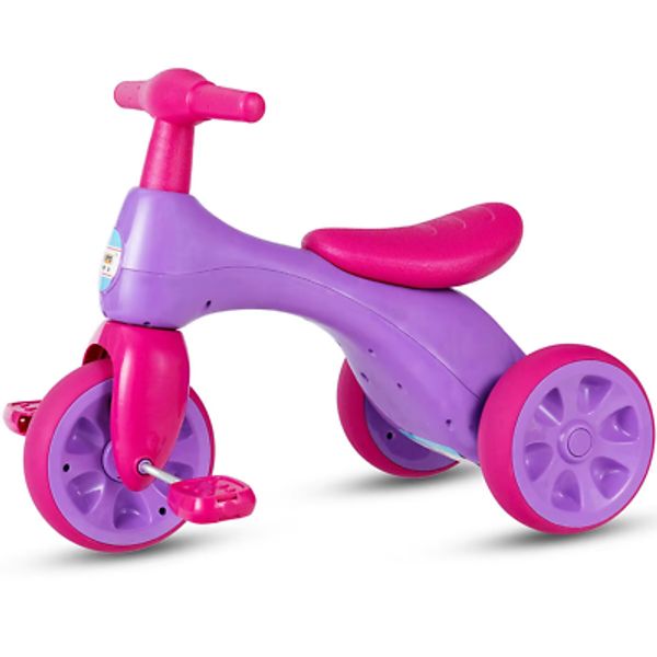 2 in 1 Kids Tricycle Balance Training Bike Ride on Toy Bike3 Wheels Color:Purple