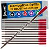 Jaymo - Cross Compatible Ballpoint Pen Refills - Smooth Writing German Ink and 1mm Medium Tip (12 Red)