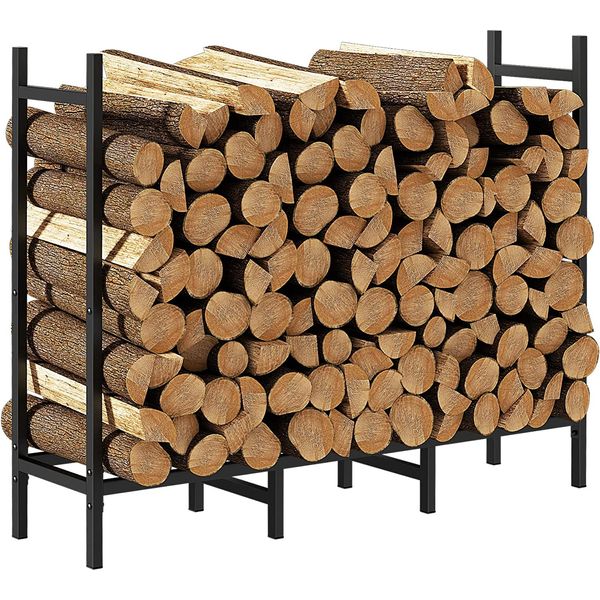 4Ft Outdoor Indoor Firewood Rack Holder for Fireplace Wood Storage, Adjustable S