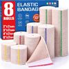 Premium 8 Pack Elastic Bandage Wrap (2X2", 2X3", 2X4", 2X6"), Compression Wra...