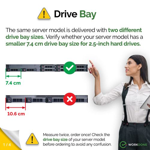 WorkDone 2.5" Hard Drive Caddy Tray - Compatible for Dell PowerEdge Server and XC Series - 14th Generation R440 R640 R740 R740xd R840 R940 R6415 R7425 - DXD9H SSD SAS Hard Drive Caddy Tray