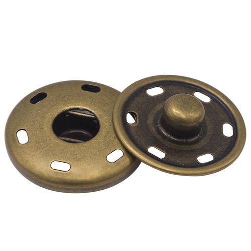 10 Sets Antique Brass Sew On Snap Fasteners Metal Snap Button Rust Proof Press Studs (25mm)