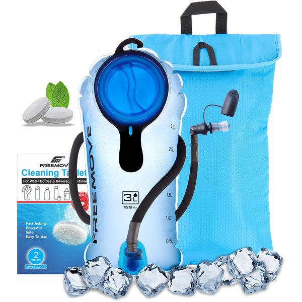 3L Hydration Bladder and Cooler Bag >Keeps Drink Cool & Protects Water Bladders< Leak Proof Hydration Pack for Backpacks > Tasteless & BPA Free Top TPU Material, Quick Release Tube with Shut Off Valve