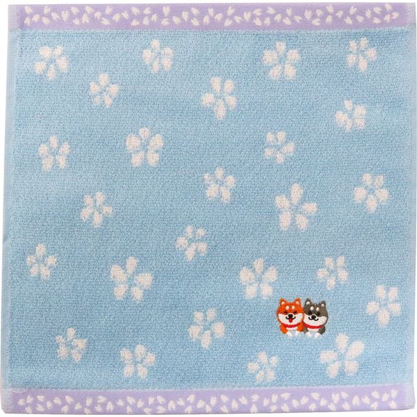 Keisui Handkerchief Hand Towel, Shiba Inu, Mini, Cotton, Seiyan Embroidery, 9.4 x 9.4 inches (24 x 24 cm), Shiba Inu, Blue