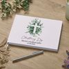 Personalised Christening Guest Book Eucalyptus and Cross White