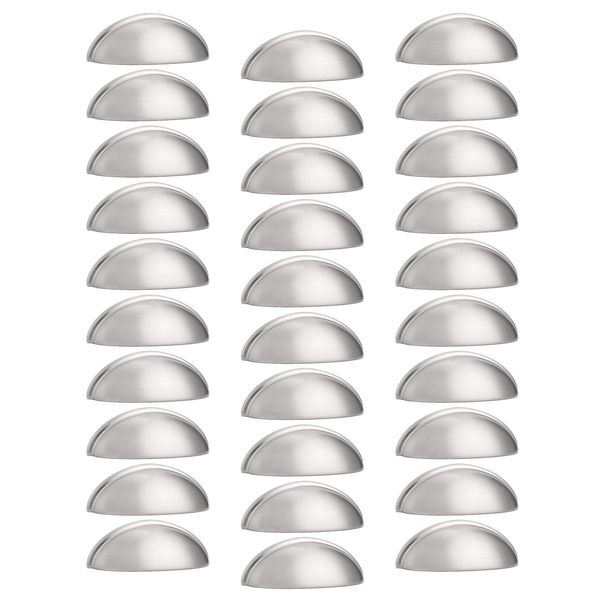 Probrico (10 Pack) Satin Nickel Drawer Handles Cabinet Cup Pulls 3 Inch Hole Center Kitchen Cabinet Hardware Bin Cup Cabinet Handles Modern Dresser Closet Handles Knobs