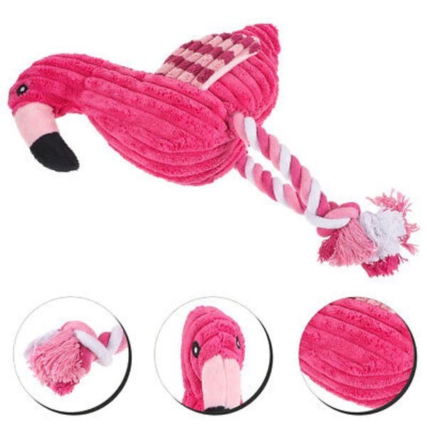 Pet Squeak Rope Toy Corduroy Plush Teeth Clean Stuffed Interactive Toy New