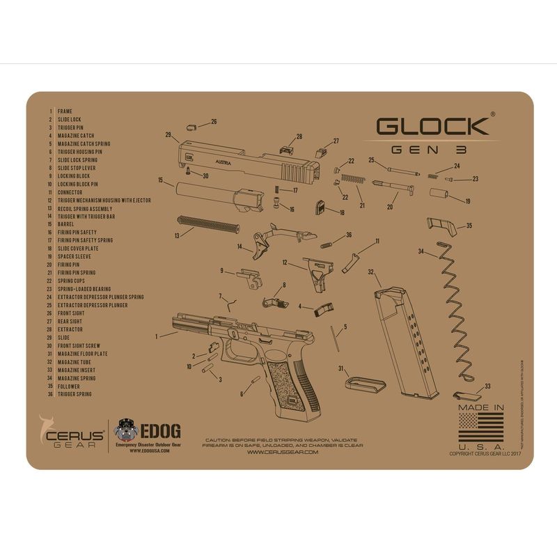 EDOG Gen 3 Tan Schematic (Exploded View) Heavy Duty Pistol Cleaning ...
