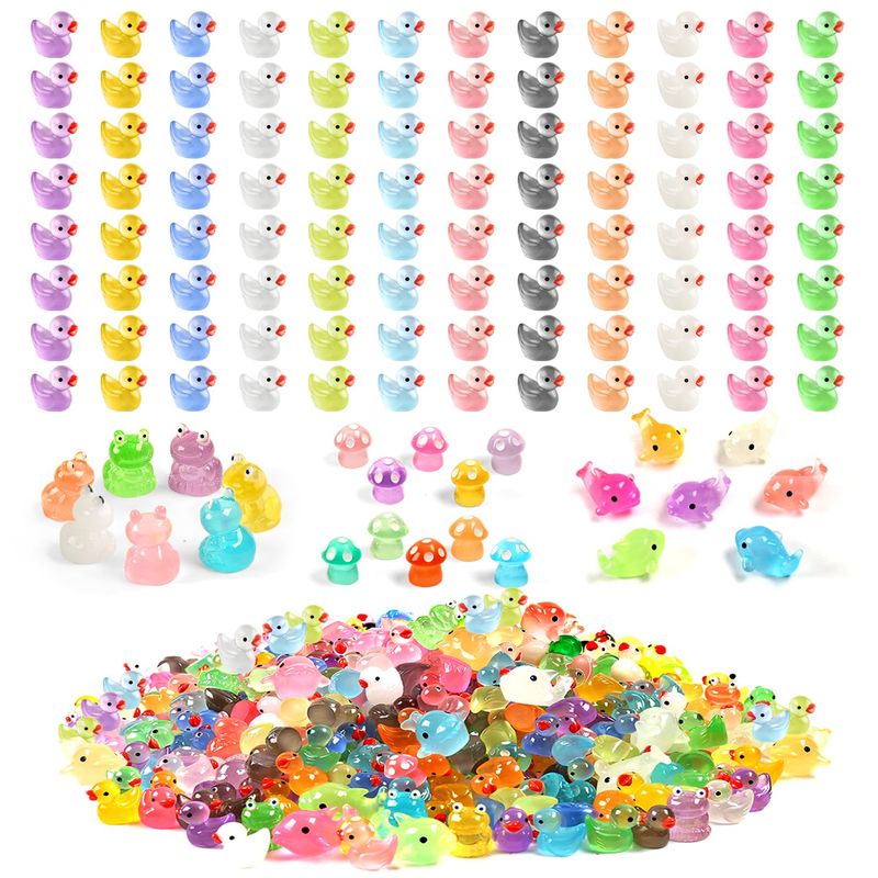 120 Pcs Luminous Mini Resin Ducks Glow in The Dark Animals Duck Frog ...